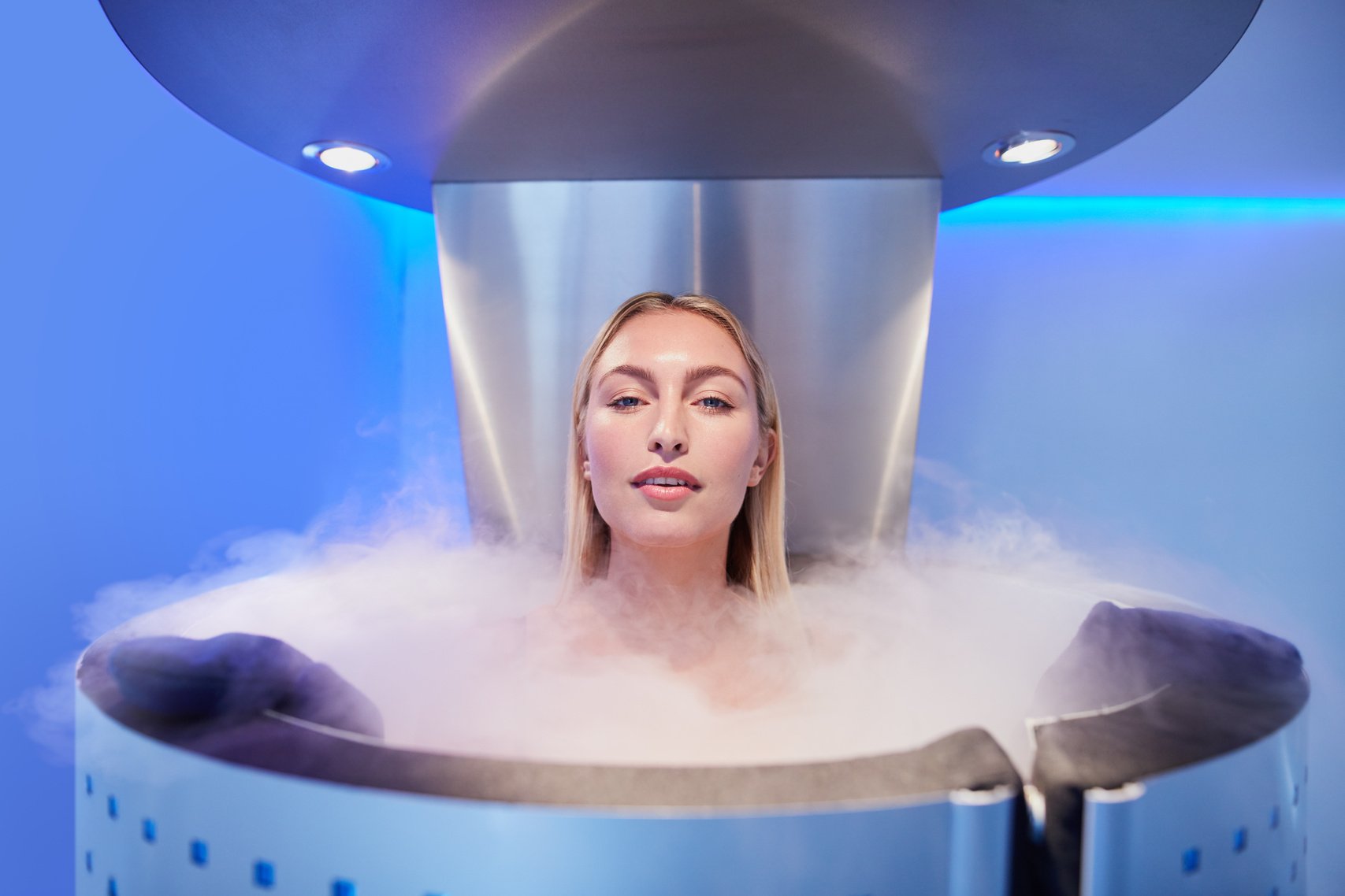 Woman in Cryosauna Cabin